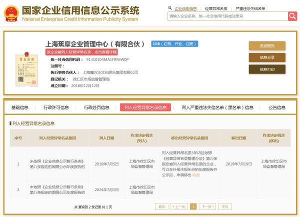 杭州股票期货配资公司 王思聪旗下公司再被列经营异常